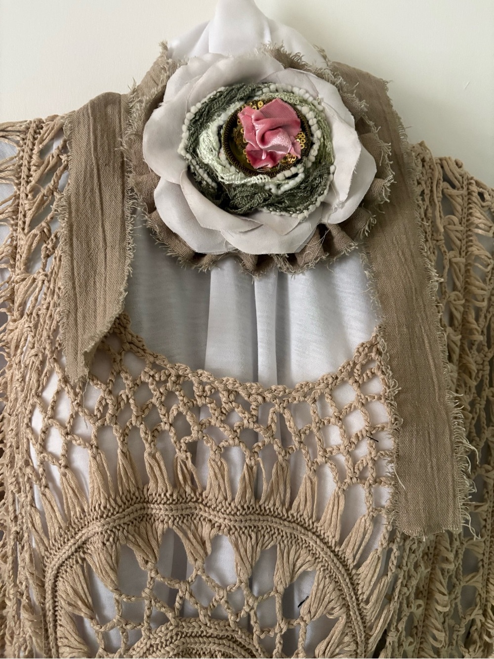 Shabby Chic Upcycled Jabot Choker Necklace